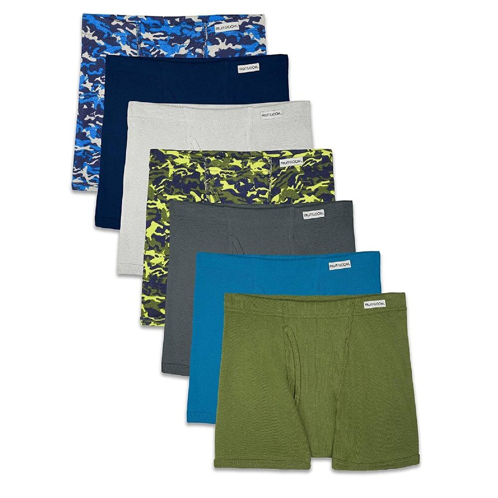 Fruit of the Loom Boy's Big Boxer Briefs, 7 Pack-Assorted Colors, Medium